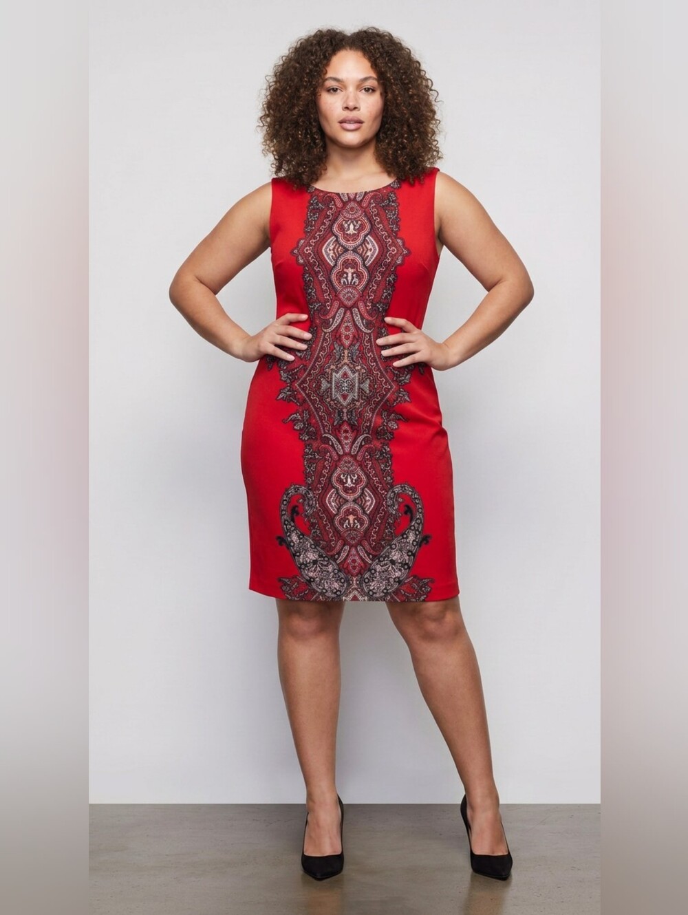 Sandra Darren Red Embroidered Sheath Dress Women's 14 NWT